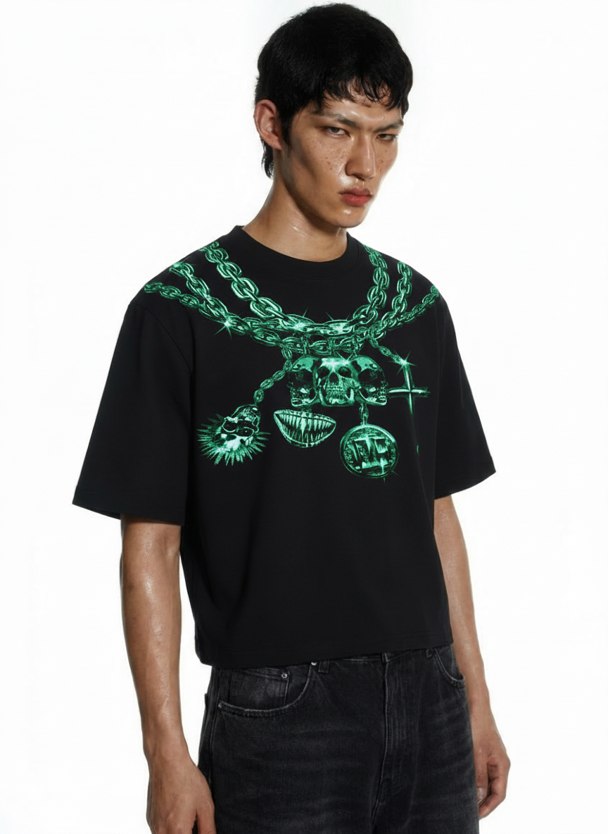 GREEN SKULL TEE